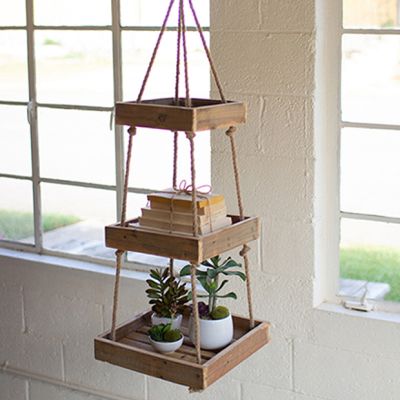 Hanging 3 Tier Wooden Display Tray
