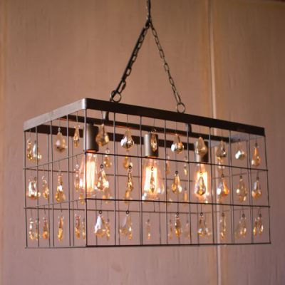 Hanging Gems Rectangle Cage Pendant Light