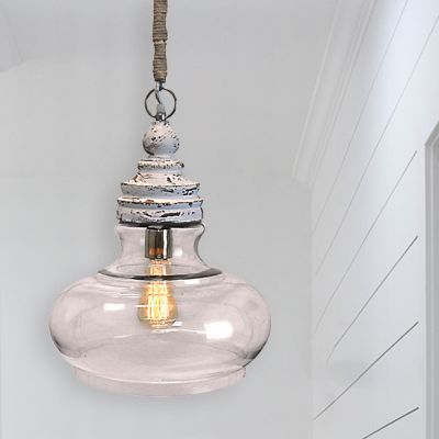 Hanging Glass Pendant Light With Jute Wrapped Cord