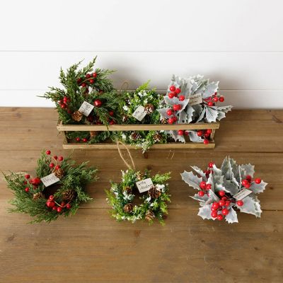 Hanging Mini Wreath Ornaments Set of 9