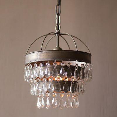Hanging Pendant Light With Teardrop Crystals