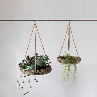 Hanging Rattan Basket Set of 2