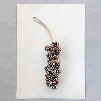Hanging Snowy Pinecone Cluster Set of 3