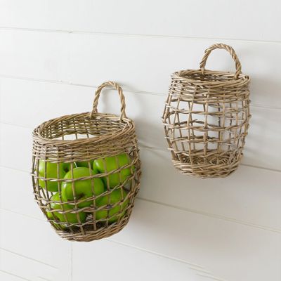 Hanging Willow Lantern Basket Set of 2