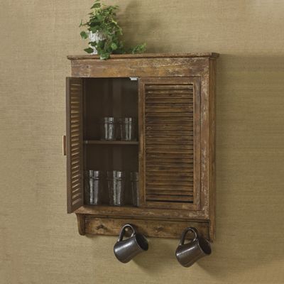 Hanging Wood Shutter Wall Cabinet