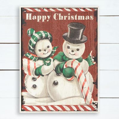 Happy Christmas Snowmen Wall Hanging