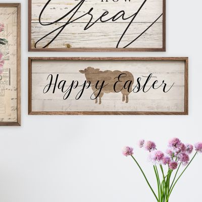 Happy Easter Lamb Framed Wall Sign