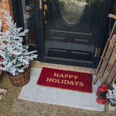 Happy Holidays Coir Doormat