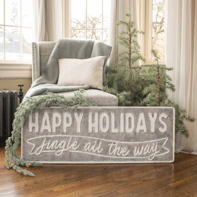 Happy Holidays Large Rustic Metal Sign
