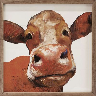 Happy Red Cow Wood Wall Art