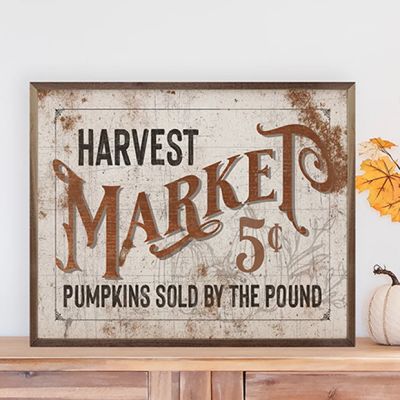 Harvest Market 5 Cents White Framed Sign