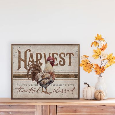 Harvest Rooster Whitewash Wall Art