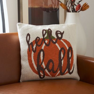 Hello Fall Pumpkin Throw Pillow
