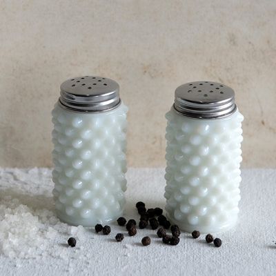 Hobnail Milk Glass Salt And Pepper Shaker Set