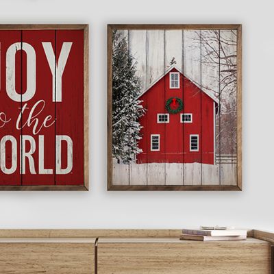 Holiday Barn In The Woods Framed Wall Art