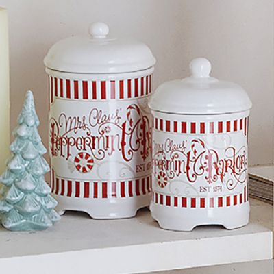 Holiday Candy Striped Canister Set of 2