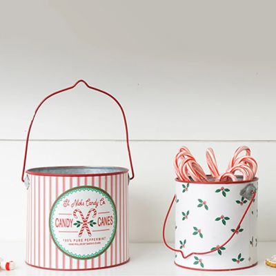 Holiday Charms Metal Buckets Set of 2