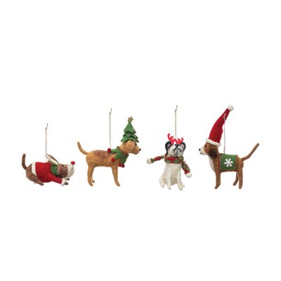 Holiday Dog Ornaments Set of 4