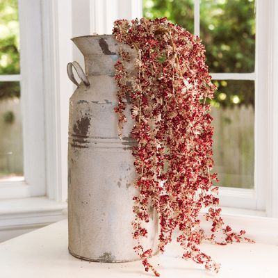 Holiday Farmhouse Glittered Red Buds Set of 2