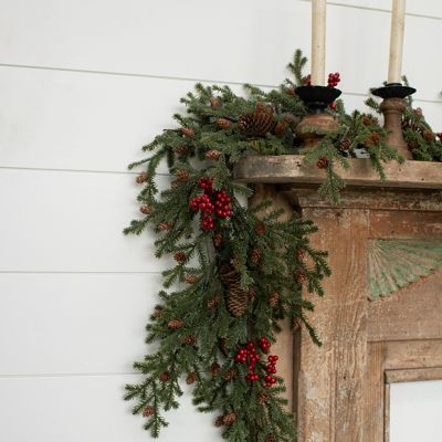 Holiday Farmhouse Pinecone and Berry Garland