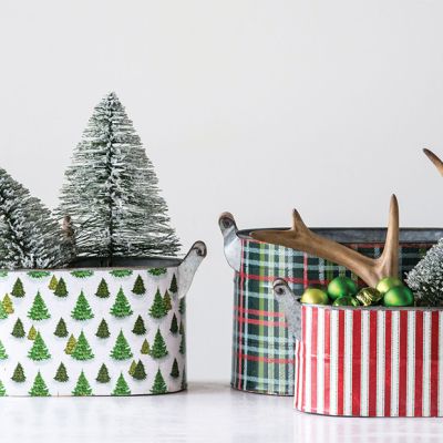 Holiday Patterned Buckets Set of 3