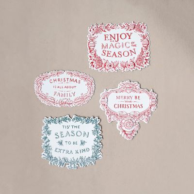 Holiday Sayings Embossed Enameled Wall Signs Set of 4