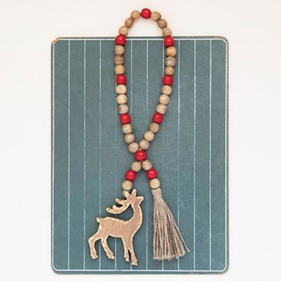 Holiday Wood Beads With Reindeer