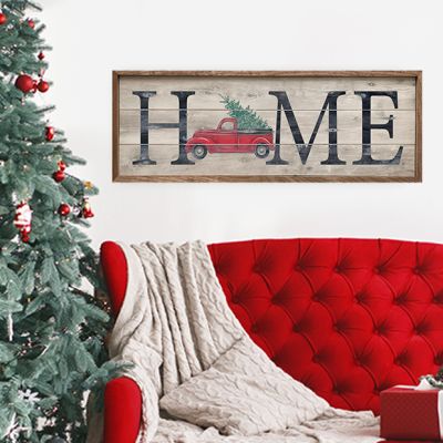 Home Christmas Tree Truck Whitewash Wall Art