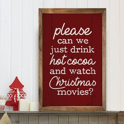 Hot Cocoa Christmas Movies Red Wall Art