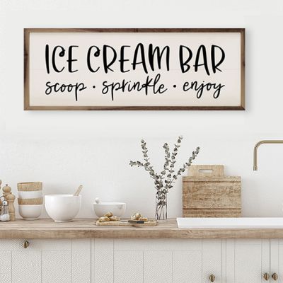 Ice Cream Bar White Framed Sign