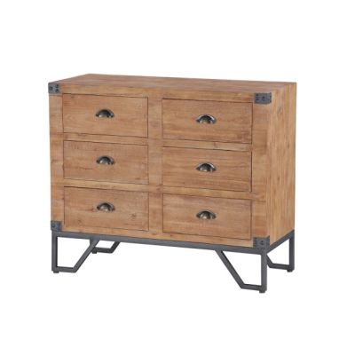 Industrial 6 Drawer Wood Chest