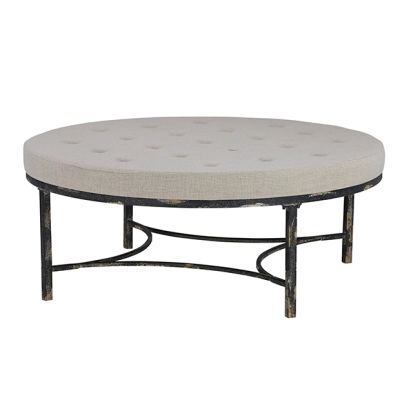 Industrial Chic Round Tufted Ottoman