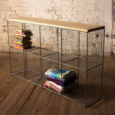 Industrial Cubby Console Table