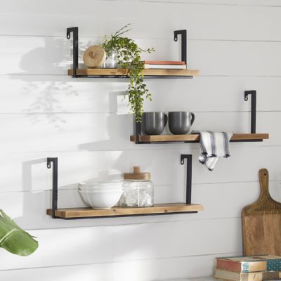 Industrial Farmhouse Floating Wall Shelf Set of 3