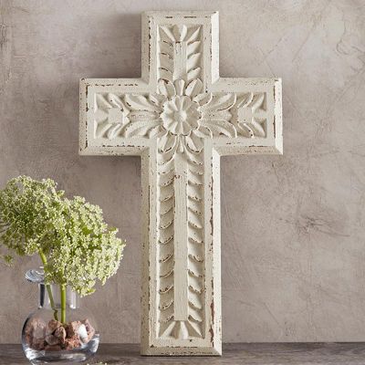 Intricately Carved Wooden Cross