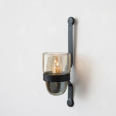 Iridescent Glass and Iron Wall Sconce