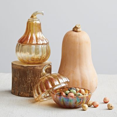 Iridescent Glass Gourd Jar Set of 2