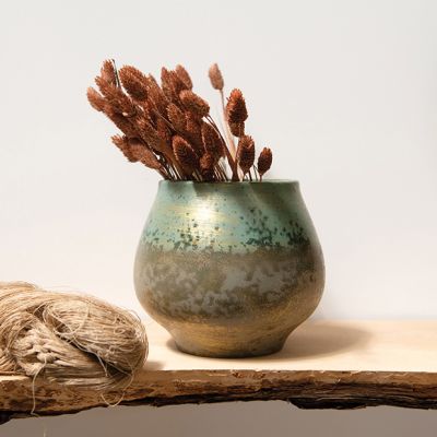 Iridescent Stoneware Planter Pot