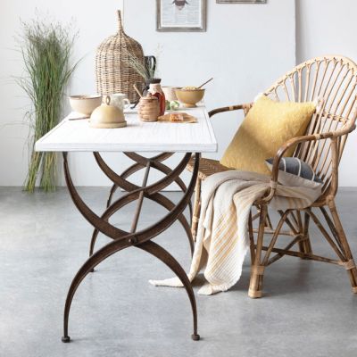Iron and Wood Long Accent Table