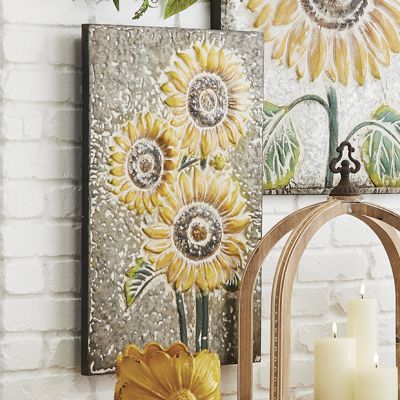 Iron Sunflower Three Blossom Wall Art