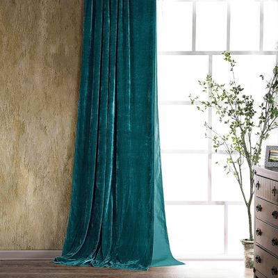 Jewel Tone Faux Silk Velvet Curtain Panel