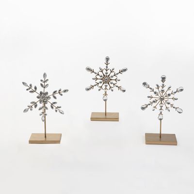 Jeweled Snowflake Tabletop Accent Piece Set of 3
