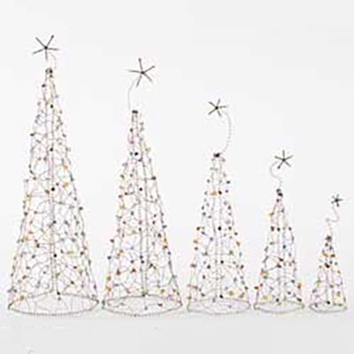 Jeweled Wire Cone Tree Set of 5
