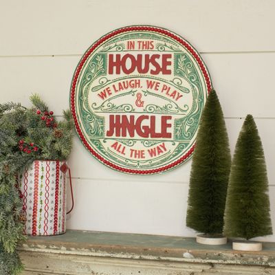 Jingle All The Way Round Wood Sign