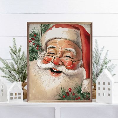 Jolly Red Hat Santa With Glasses Wall Art