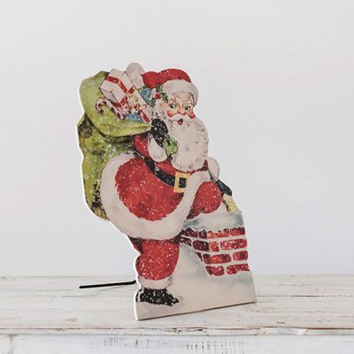 Jolly Standing Santa With Gifts on Easel