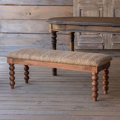 Jute Covered Spindle Leg Bench