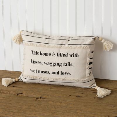 Kisses and Wagging Tails Throw Pillow With Tassels