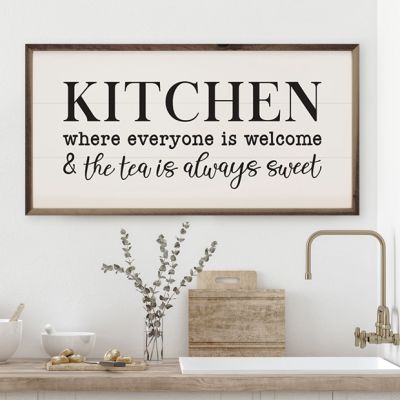 Kitchen Where Everyone Is Welcome White Wall Sign