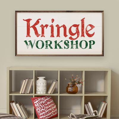 Kringle Workshop White Framed Sign